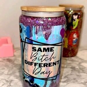 Glittery Purple Decorative Jar